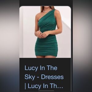lucy in the sky green one shoulder dress